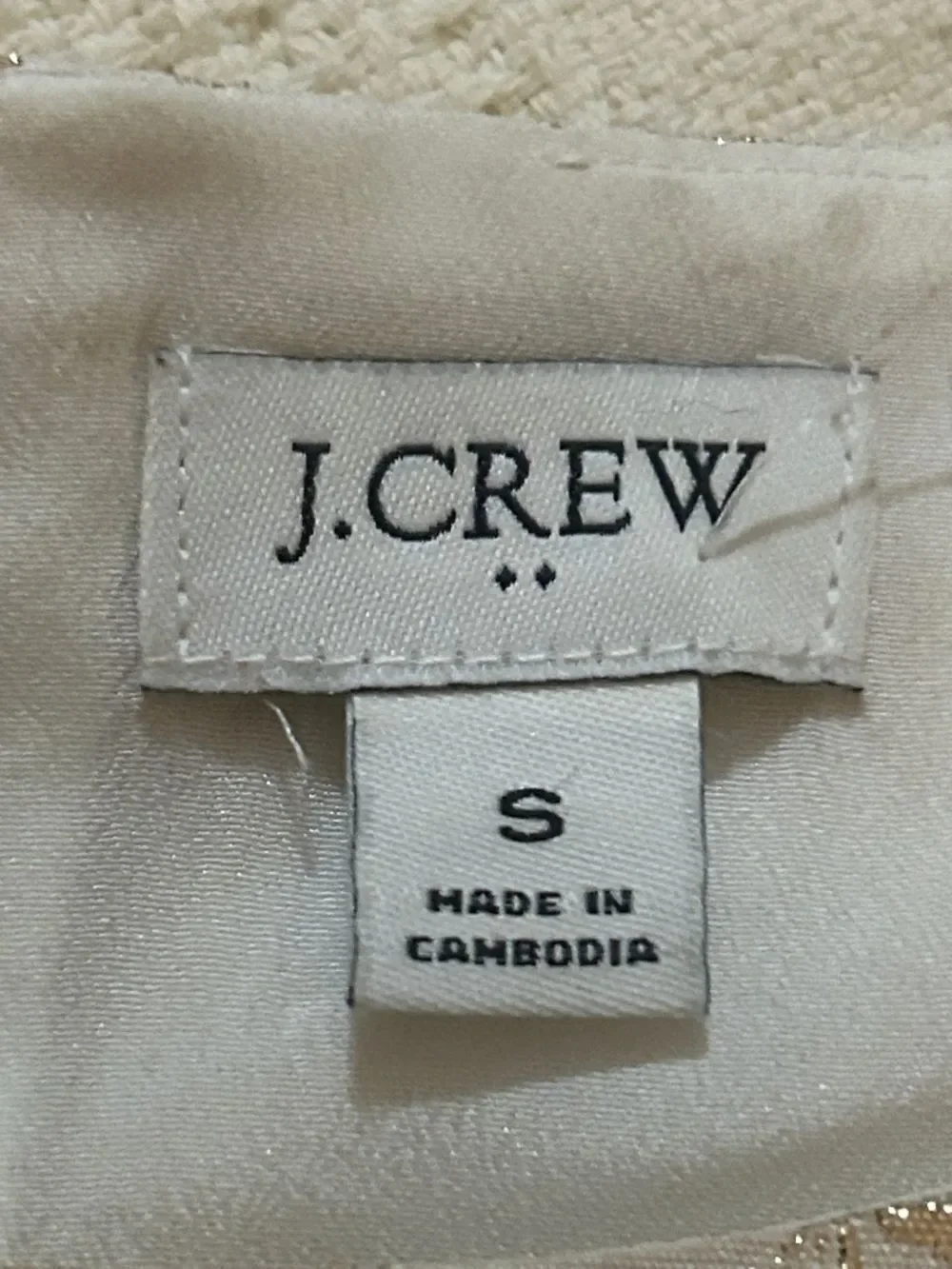 J. Crew Cream gold Jacquard puff-sleeve top Puff-Sleeve Blouse